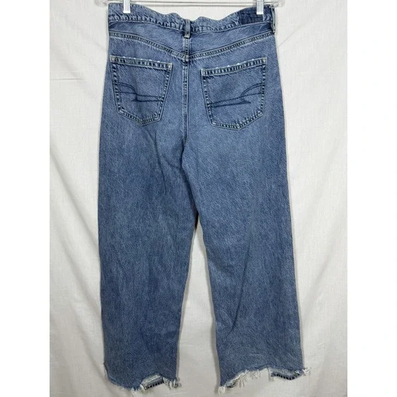 American Eagle Super High Rise Baggy Wide Leg Jean Women Size 6 Light Blue 28x30 - Picture 5 of 12